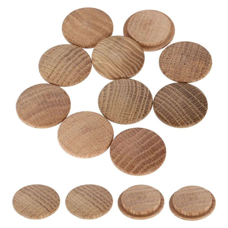 20Pcs Wood Button Plugs, 28mm/1.1" Oak Hardwood Screw Hole Plug for Furniture