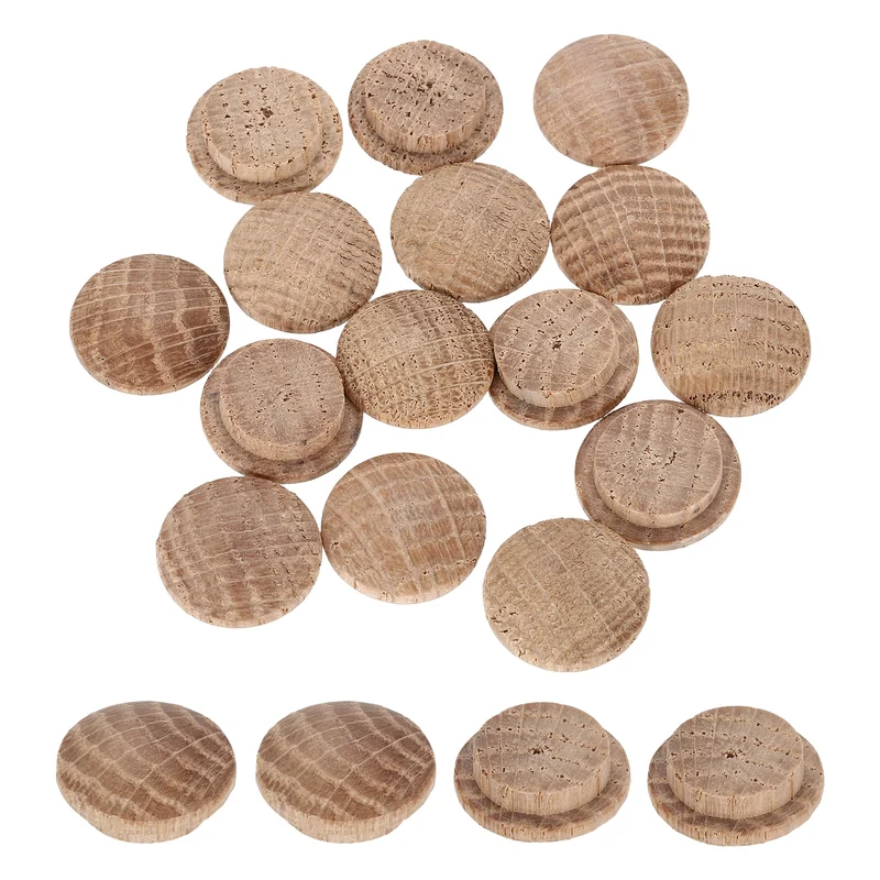 40Pcs Wood Button Plugs, 15mm/0.59" Oak Hardwood Screw Hole Plug for Furniture