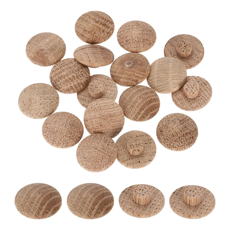 40Pcs Wood Button Plugs, 7mm/0.28" Oak Hardwood Screw Hole Plug for Furniture
