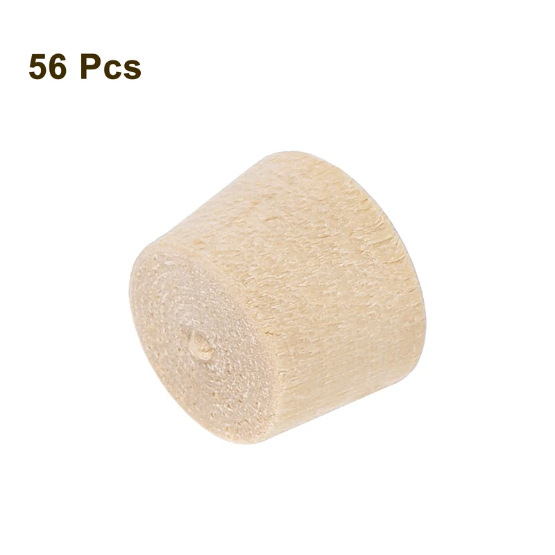 56Pcs Wood Button Plugs, 8.5mm/0.33" Hardwood Screw Hole Plug for Woodworking