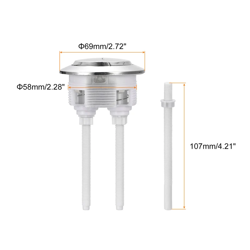 Toilet Tank Button Dual Push Flushing Toilet Button for 58mm(2.28") Hole