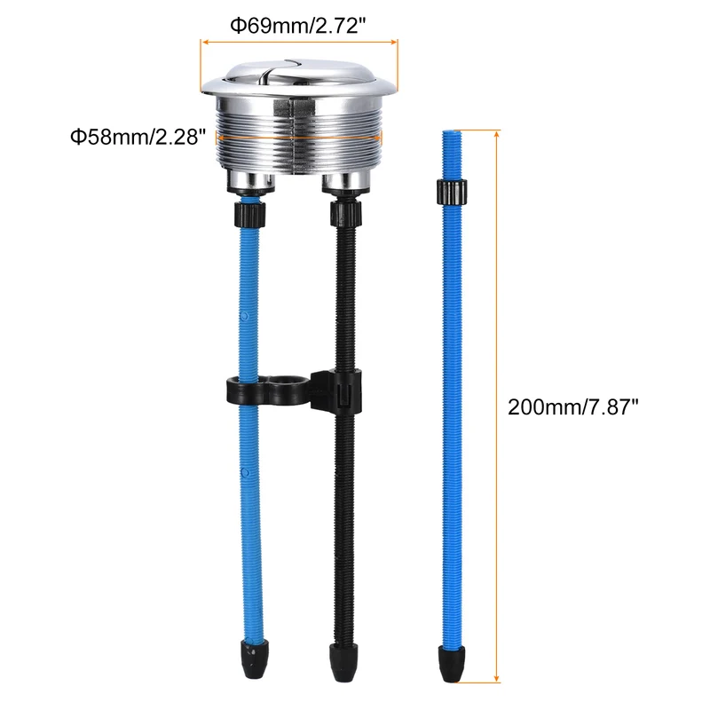Toilet Tank Button 58mm(2.28") Thread Dual Push Flushing Toilet Button