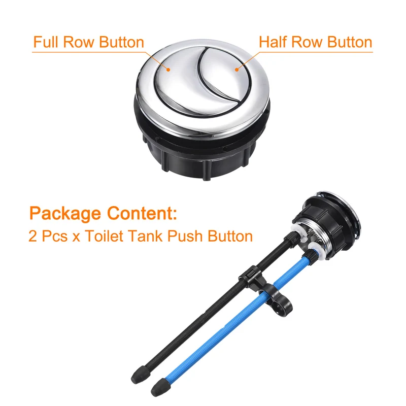 Toilet Tank Button, 2pcs 38mm(1.5") Thread Dual Push Flushing Toilet Button