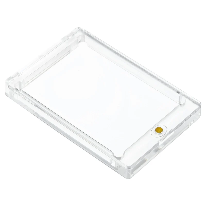 4"x3"x0.51" Magnetic Card Holder, 260PT Hard Plastic Clear Trading Card Protector for Sports Card Baseball Card Standard Card Storage, Golden