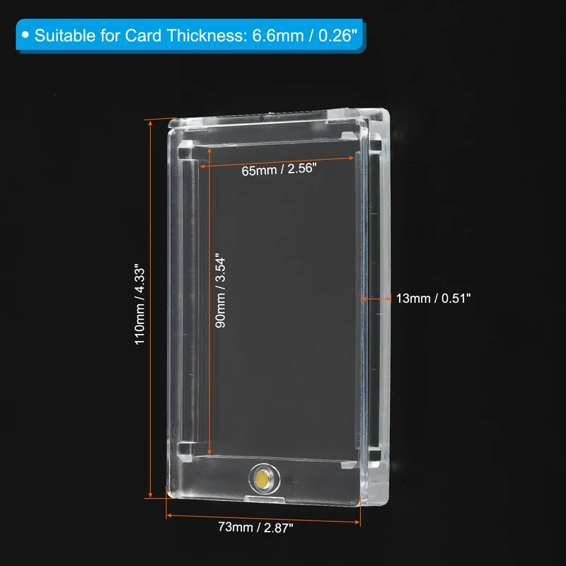 4"x3"x0.51" Magnetic Card Holder, 260PT Hard Plastic Clear Trading Card Protector for Sports Card Baseball Card Standard Card Storage, Golden