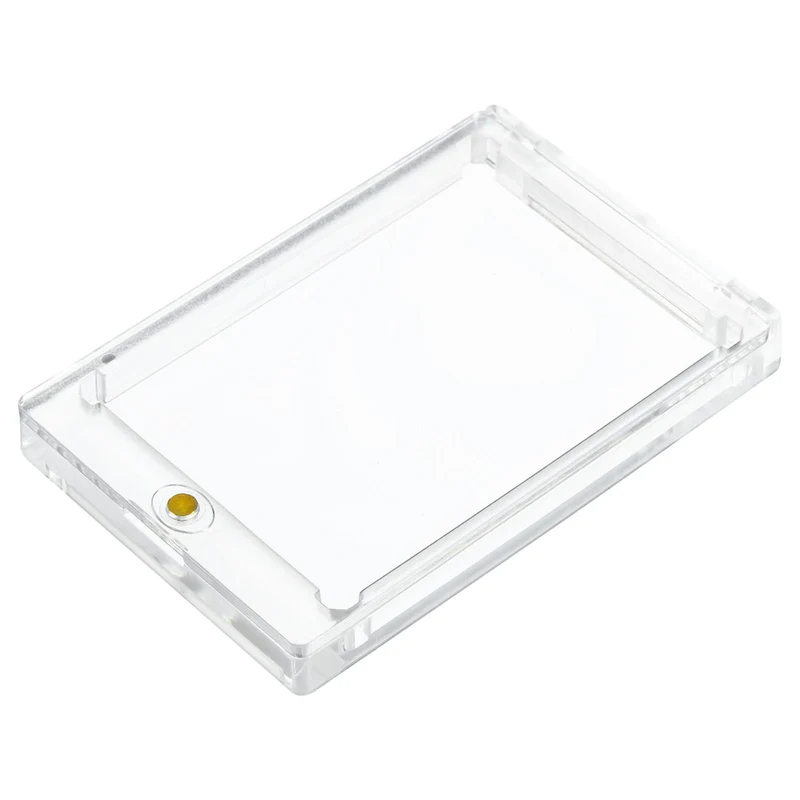 4"x3"x0.51" Magnetic Card Holder, 260PT Hard Plastic Clear Trading Card Protector for Sports Card Baseball Card Standard Card Storage, Golden