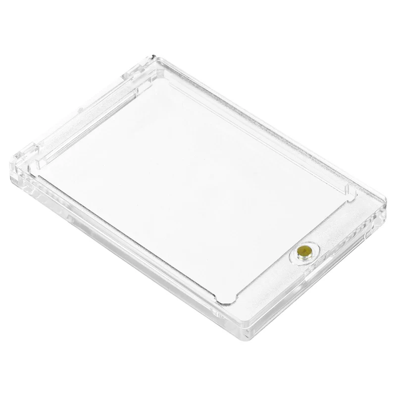 4"x3"x0.41" Magnetic Card Holder, 130PT Hard Plastic Clear Trading Card Protector for Sports Card Baseball Card Standard Card Storage, Golden