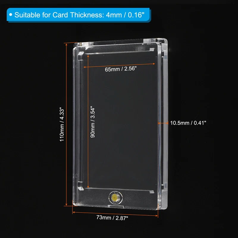 4"x3"x0.41" Magnetic Card Holder, 130PT Hard Plastic Clear Trading Card Protector for Sports Card Baseball Card Standard Card Storage, Golden