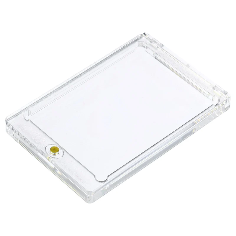 4"x3"x0.41" Magnetic Card Holder, 130PT Hard Plastic Clear Trading Card Protector for Sports Card Baseball Card Standard Card Storage, Golden