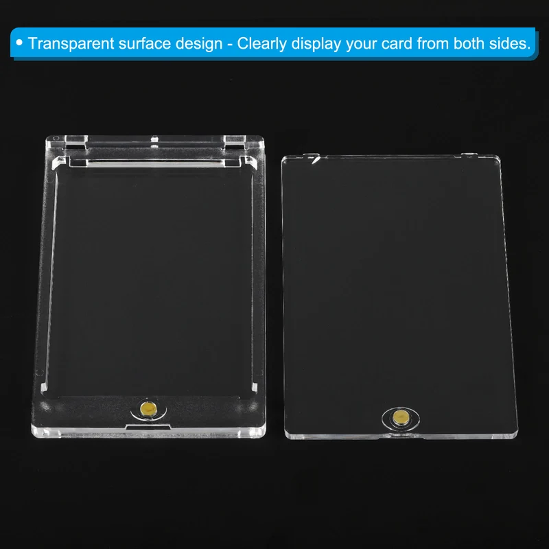 4"x3"x0.41" Magnetic Card Holder, 130PT Hard Plastic Clear Trading Card Protector for Sports Card Baseball Card Standard Card Storage, Golden