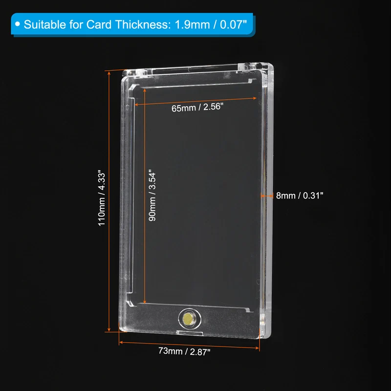 4"x3"x0.31" Magnetic Card Holder 75PT Plastic Clear Trading Card Protector