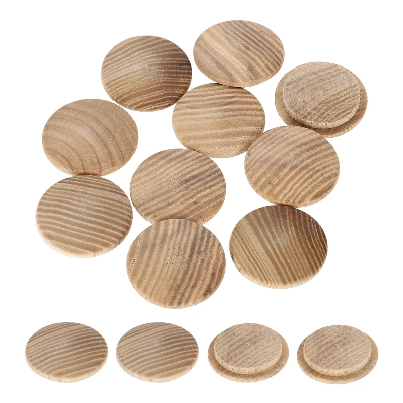 20Pcs Wood Button Plugs, 28mm/1.1" Ash Hardwood Screw Hole Plug for Furniture