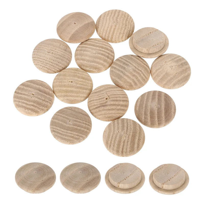 20Pcs Wood Button Plugs, 20mm/0.79" Ash Hardwood Screw Hole Plug for Furniture