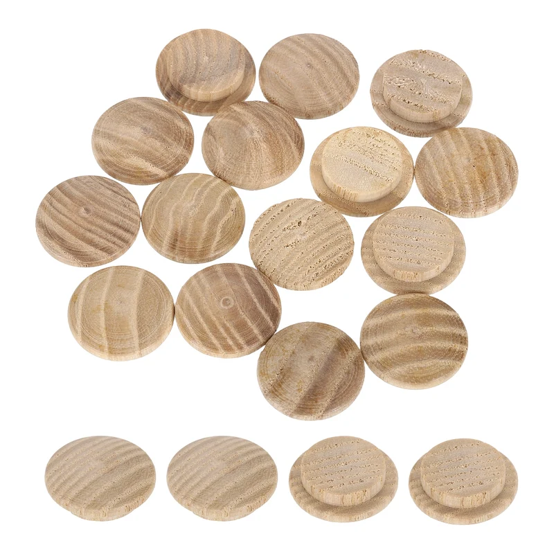 40Pcs Wood Button Plugs, 15mm/0.59" Ash Hardwood Screw Hole Plug for Furniture