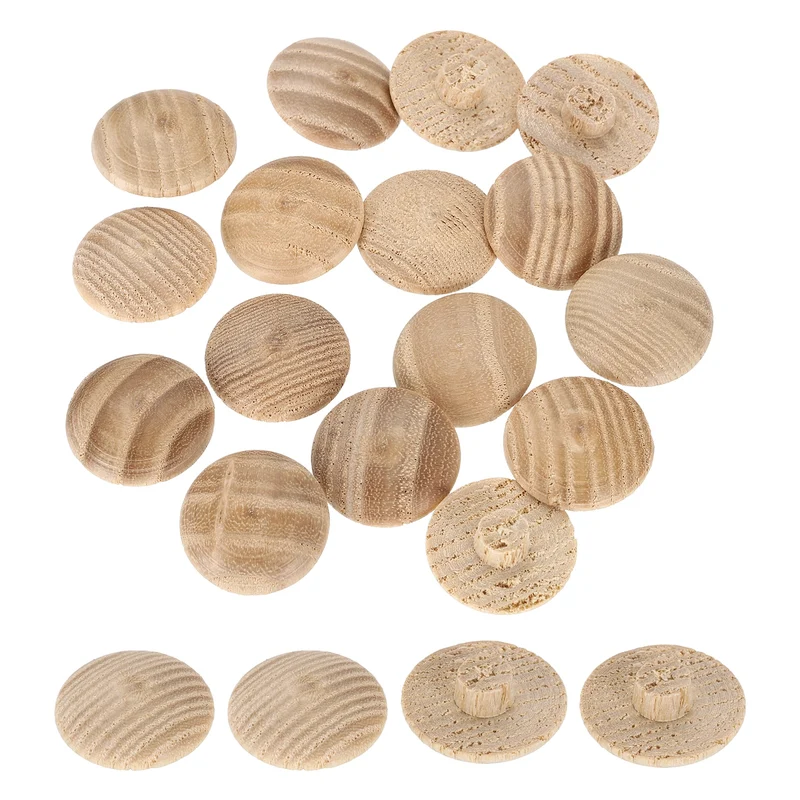 40Pcs Wood Button Plugs, 7mm/0.28" Ash Hardwood Screw Hole Plug for Furniture