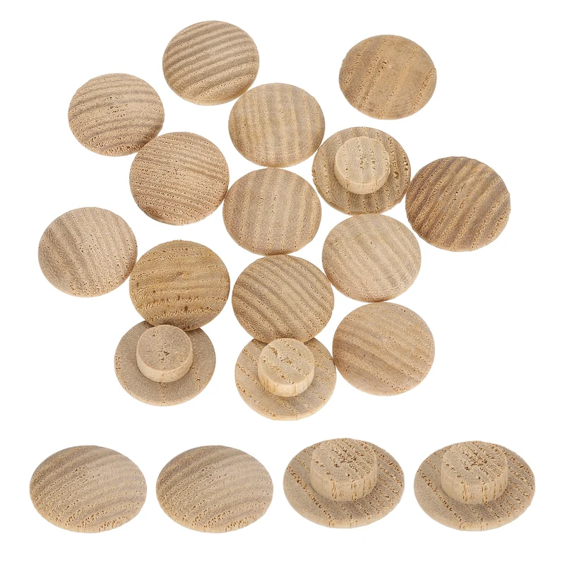 40Pcs Wood Button Plugs, 10mm/0.39" Ash Hardwood Screw Hole Plug for Furniture