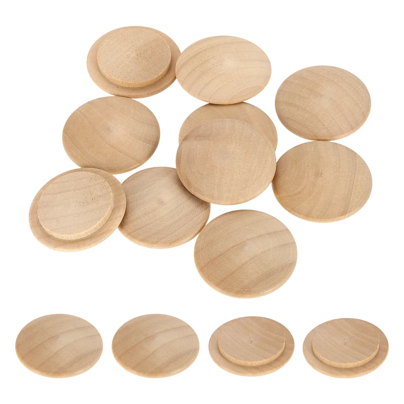 20Pcs Wood Button Plug, 30mm/1.18" Beech Hardwood Screw Hole Plug for Furniture