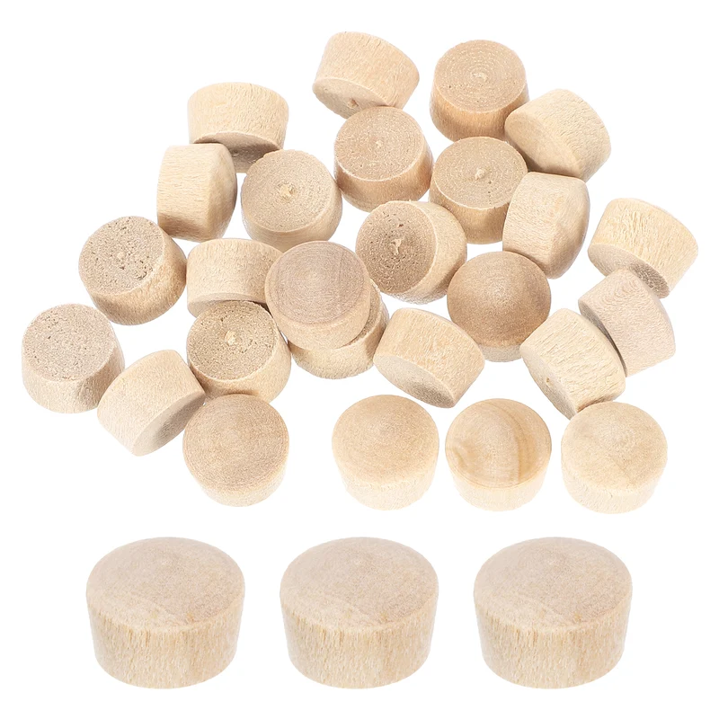 56Pcs Wood Button Plugs, 8mm/0.31" Hardwood Screw Hole Plug for Woodworking