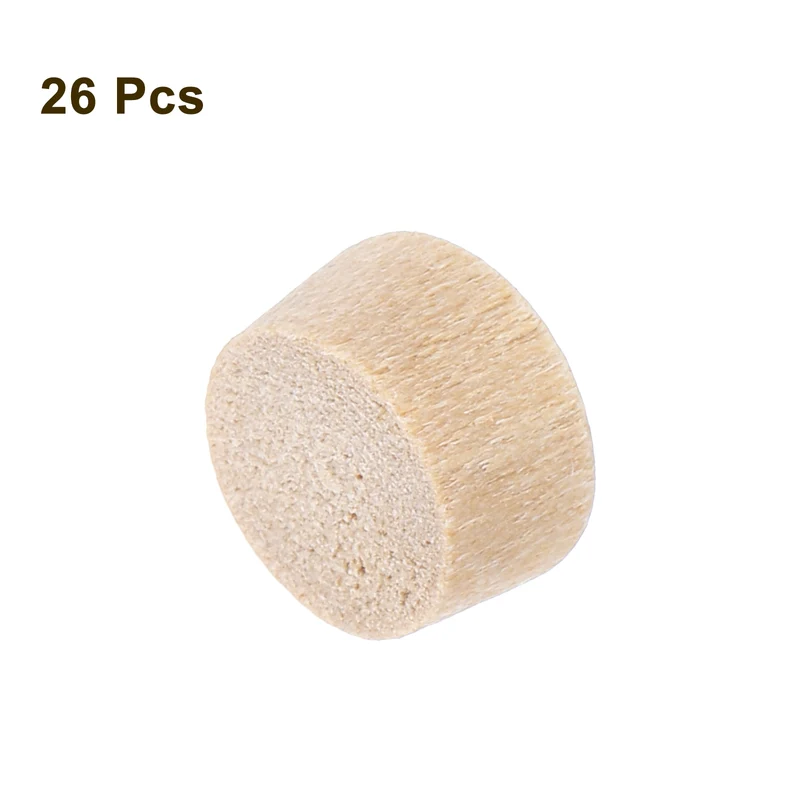 26Pcs Wood Button Plugs, 8mm/0.31" Hardwood Screw Hole Plug for Woodworking