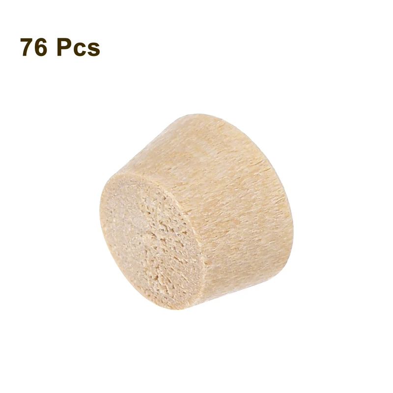 76Pcs Wood Button Plugs, 7.5mm/0.3" Hardwood Screw Hole Plug for Woodworking