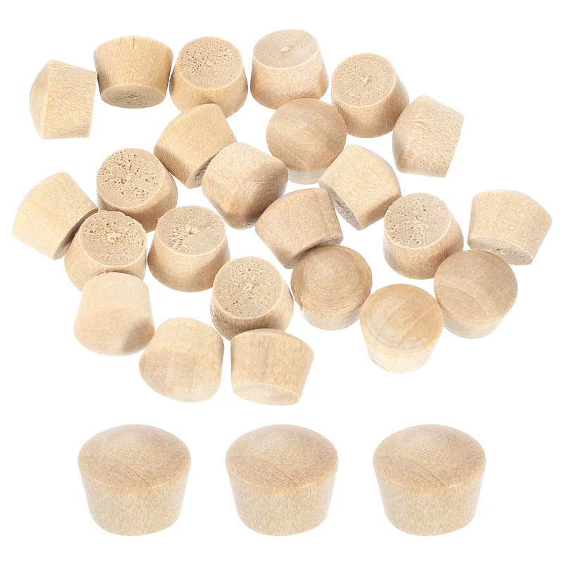 36Pcs Wood Button Plugs, 7.5mm/0.3" Hardwood Screw Hole Plug for Woodworking