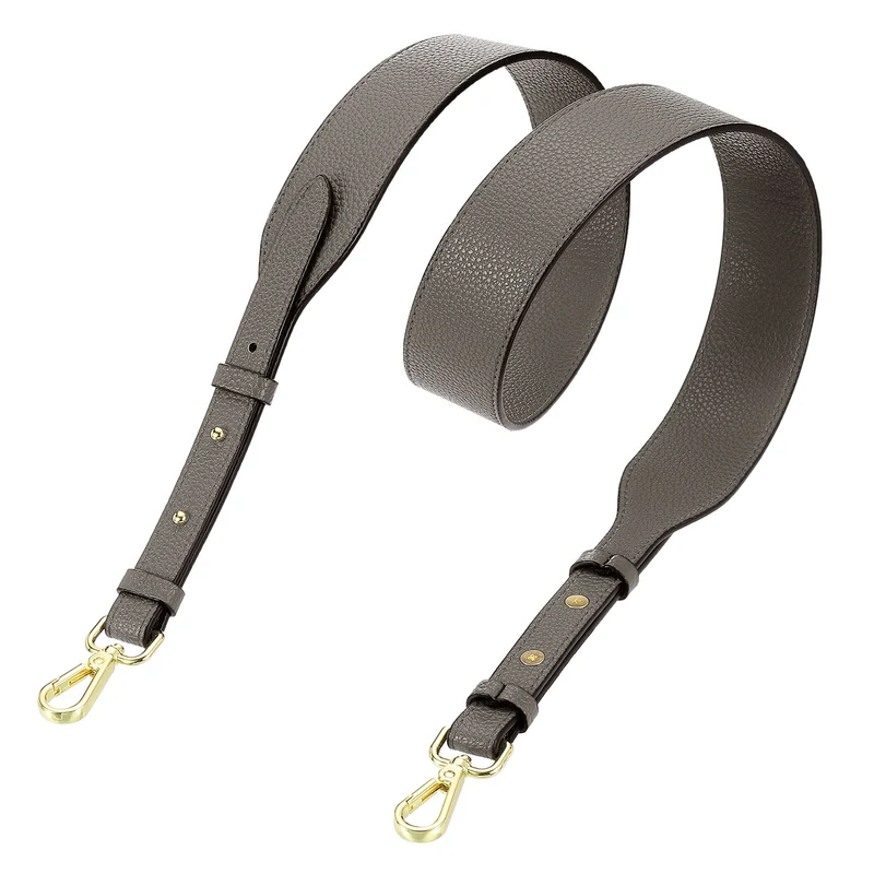 45.3" Adjustable PU Leather Purse Strap Crossbody Replacement Grey/Gold