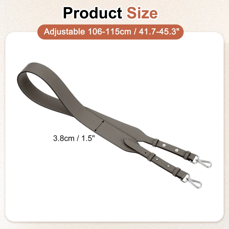 45.3" Adjustable PU Leather Purse Strap Crossbody Replacement Grey/Silver