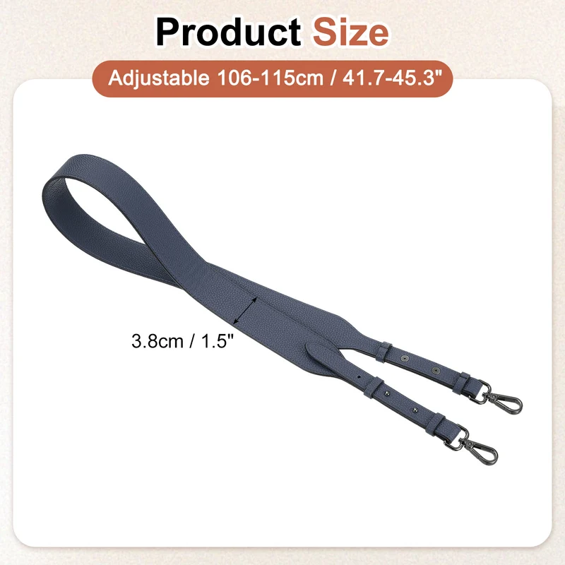 45.3" Adjustable PU Leather Purse Strap Crossbody Replacement Dark Blue/Black