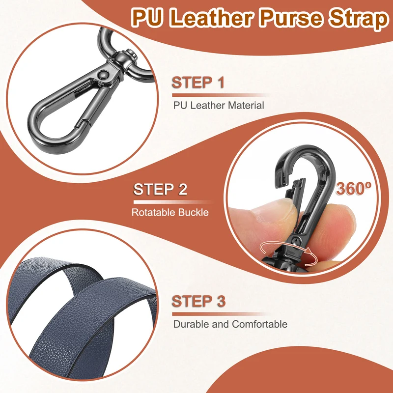 45.3" Adjustable PU Leather Purse Strap Crossbody Replacement Dark Blue/Black