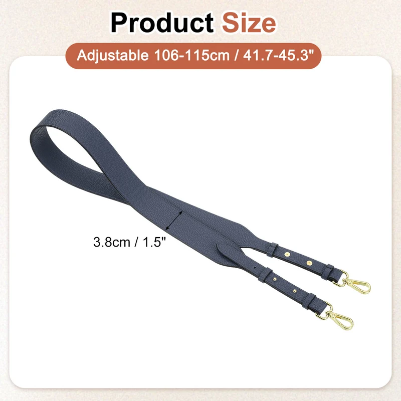 45.3" Adjustable PU Leather Purse Strap Crossbody Replacement Dark Blue/Gold