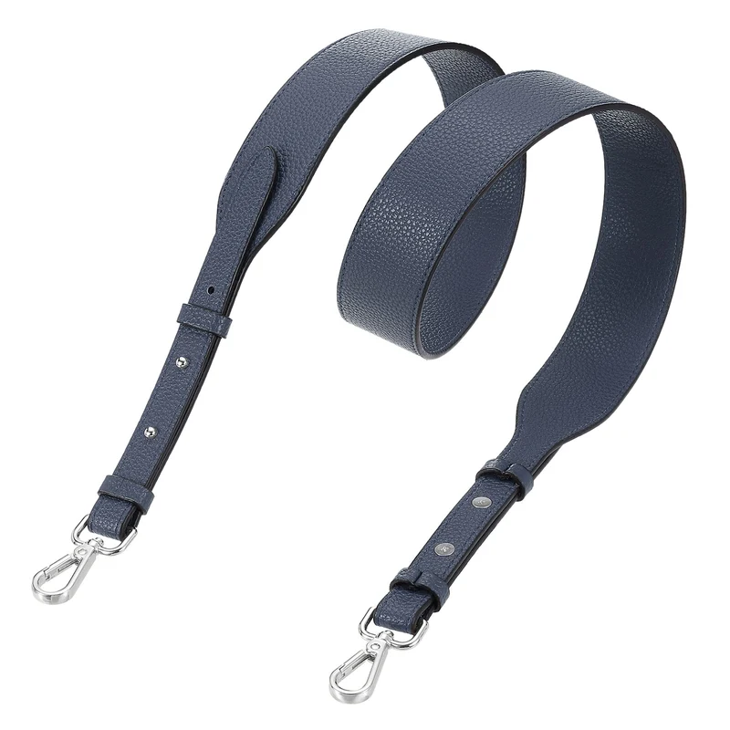 45.3" Adjustable PU Leather Purse Strap Crossbody Replacement Dark Blue/Silver