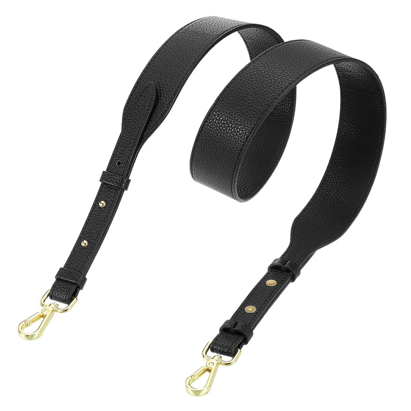 45.3" Adjustable PU Leather Purse Strap Crossbody Replacement Black/Gold