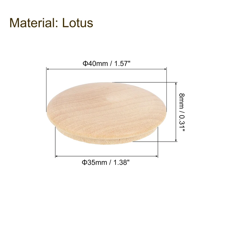 40Pcs Wood Button Plugs, 35mm/1.38" Hardwood Screw Hole Plug for Furniture