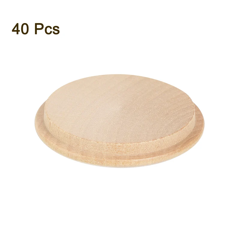 40Pcs Wood Button Plugs, 35mm/1.38" Hardwood Screw Hole Plug for Furniture