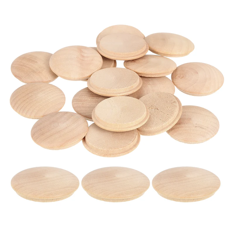 30Pcs Wood Button Plugs, 35mm/1.38" Hardwood Screw Hole Plug for Furniture