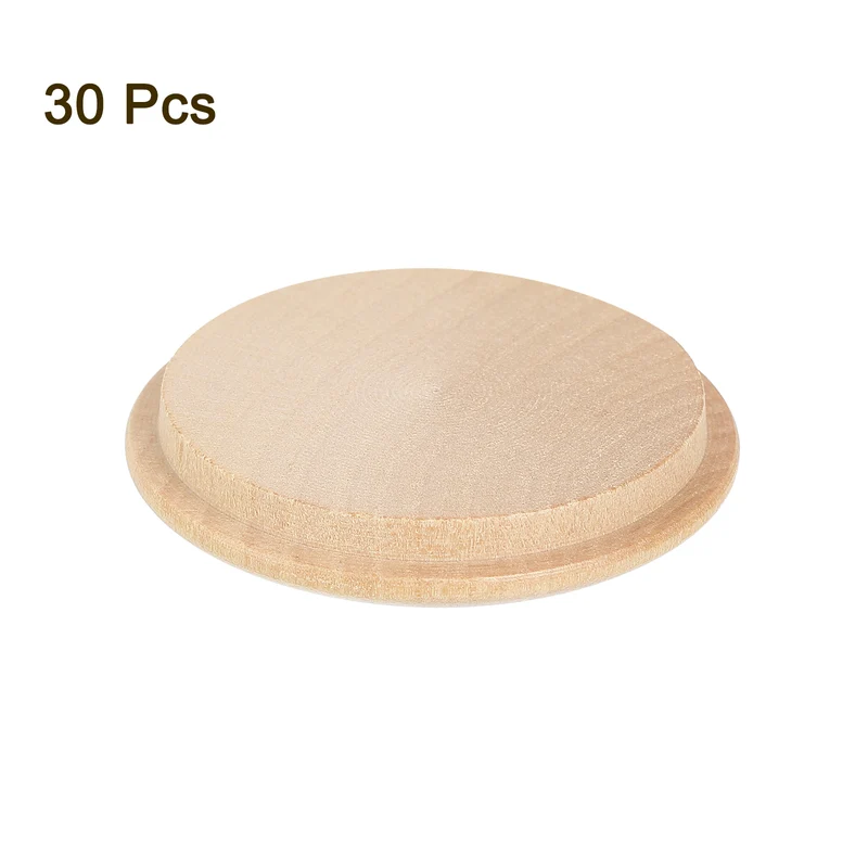 30Pcs Wood Button Plugs, 35mm/1.38" Hardwood Screw Hole Plug for Furniture