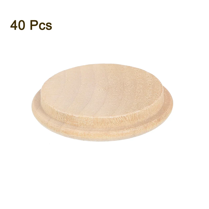 40Pcs Wood Button Plugs, 30mm/1.18" Hardwood Screw Hole Plug for Furniture