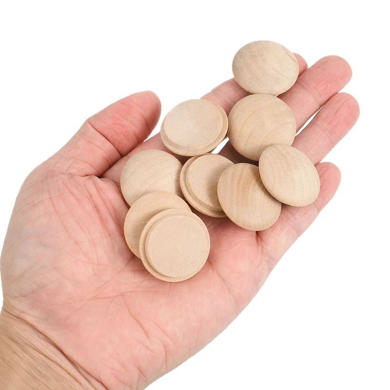60Pcs Wood Button Plugs, 25mm/0.98" Hardwood Screw Hole Plug for Furniture