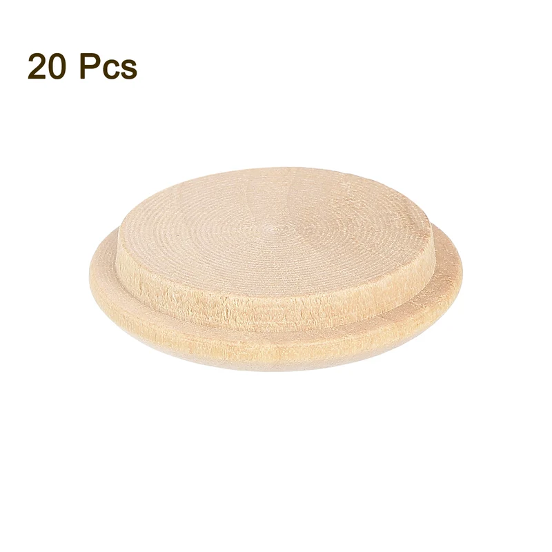 20Pcs Wood Button Plugs, 25mm/0.98" Hardwood Screw Hole Plug for Furniture