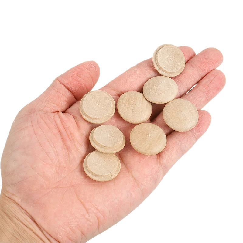 60Pcs Wood Button Plugs, 20mm/0.79" Hardwood Screw Hole Plug for Furniture