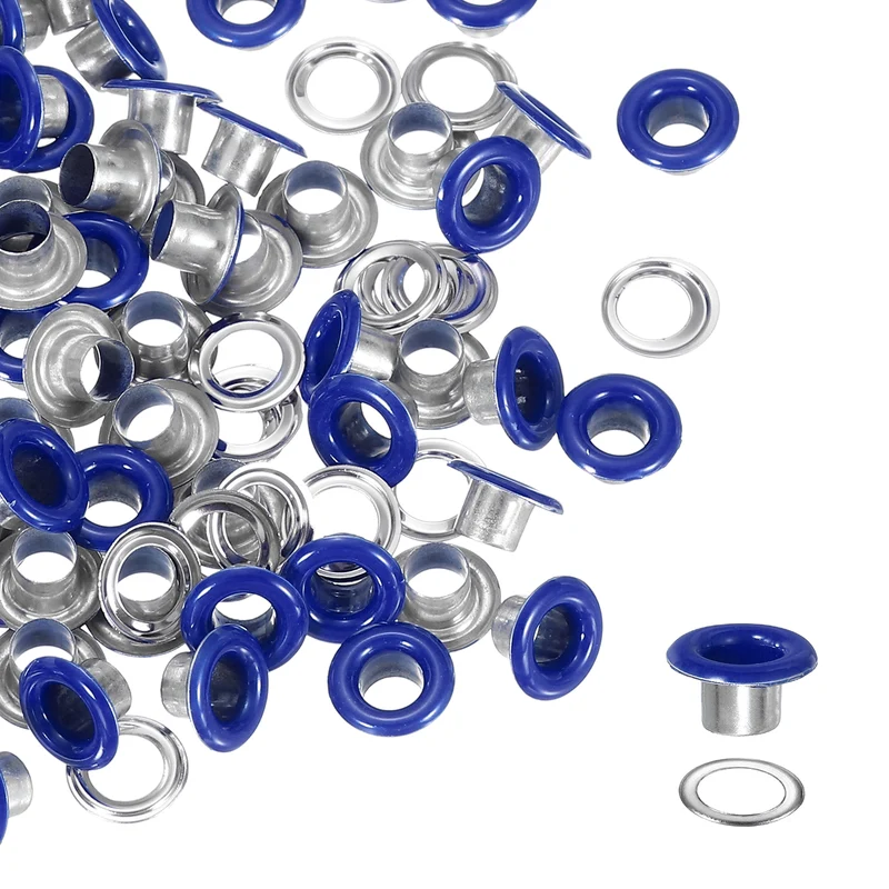 Grommets Kit, Metal Eyelets with Washers 4.5mm 3/16" & 250 Set & Dark Blue