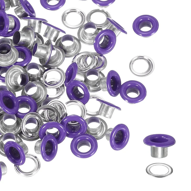 Grommets Kit, Metal Eyelets with Washers 4.5mm 3/16" & 250 Set & Purple