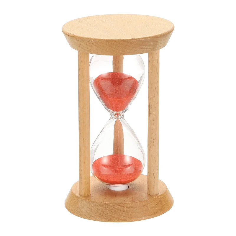 1Pcs 20 Minutes Sand Timer, Wooden Sand Watch for Home, Red
