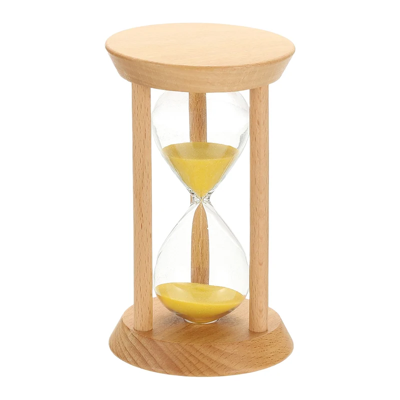 1Pcs 20 Minutes Sand Timer, Wooden Sand Watch for Home, Yellow