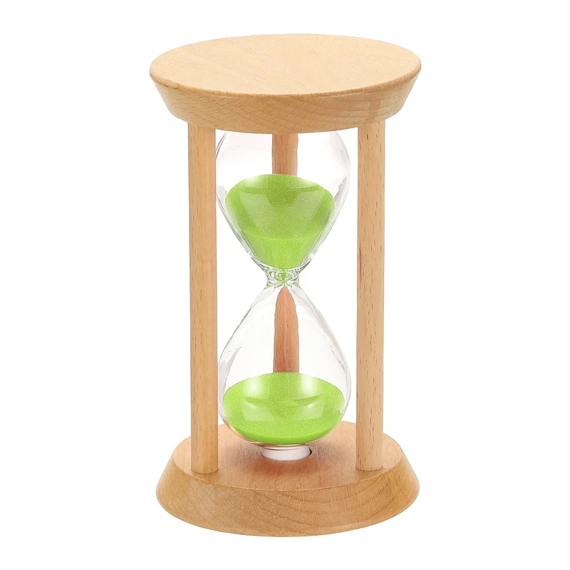 1Pcs 20 Minutes Sand Timer, Wooden Sand Watch for Home, Green