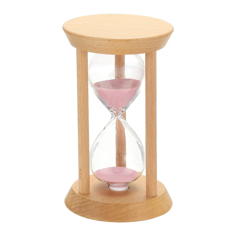 1Pcs 20 Minutes Sand Timer, Wooden Sand Watch for Home, Pink