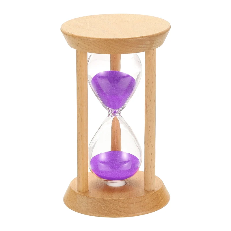 1Pcs 20 Minutes Sand Timer, Wooden Sand Watch for Home, Purple