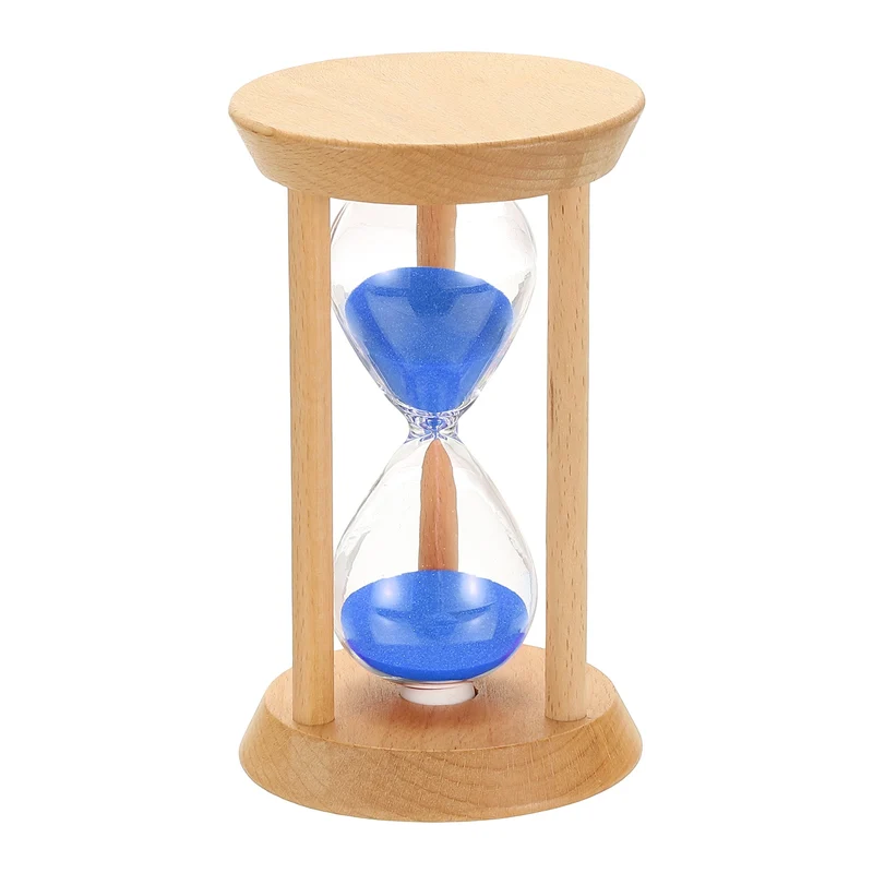 1Pcs 20 Minutes Sand Timer, Wooden Sand Watch for Home, Blue
