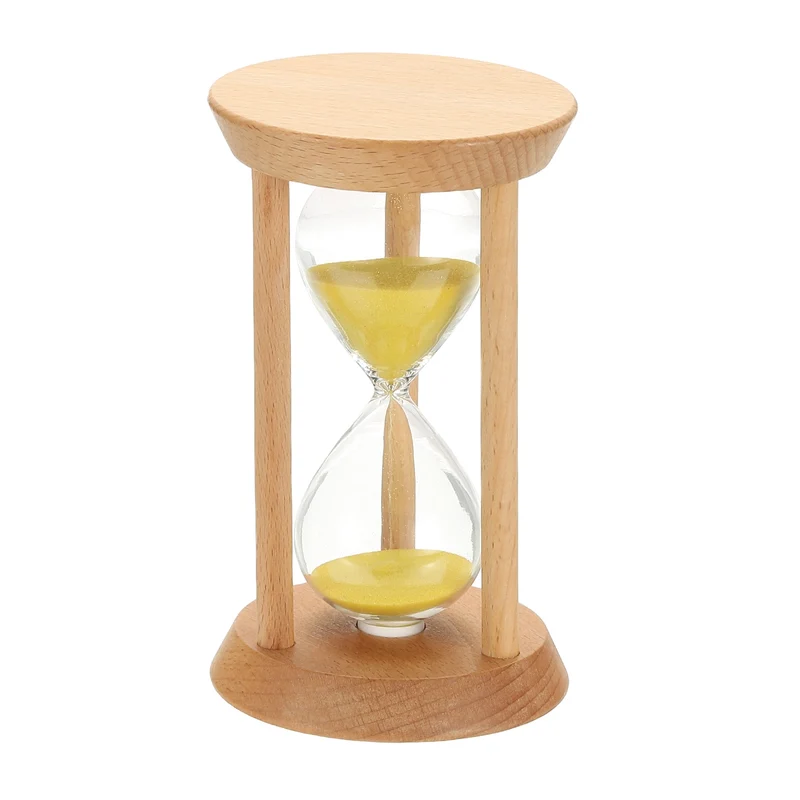 1Pcs 25 Minutes Sand Timer, Wooden Sand Watch for Home, Yellow