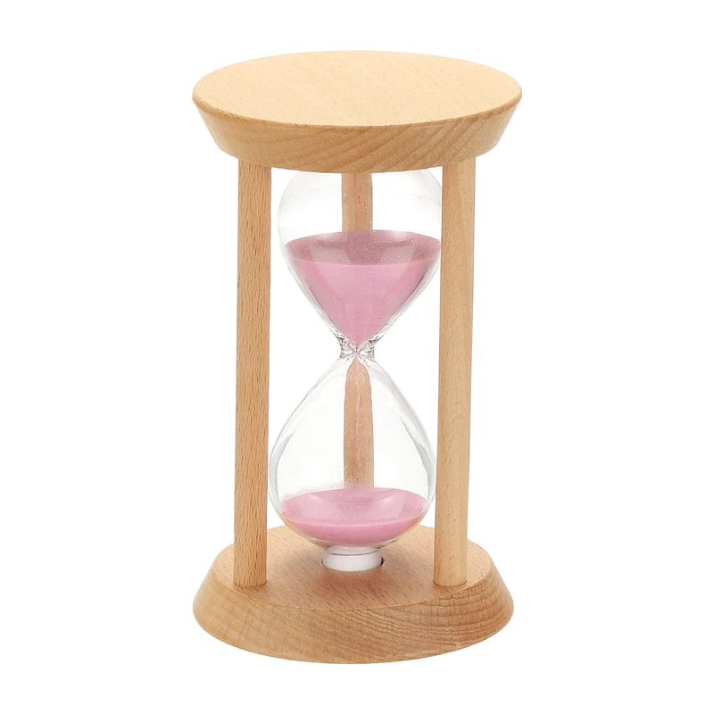 1Pcs 25 Minutes Sand Timer, Wooden Sand Watch for Home, Pink